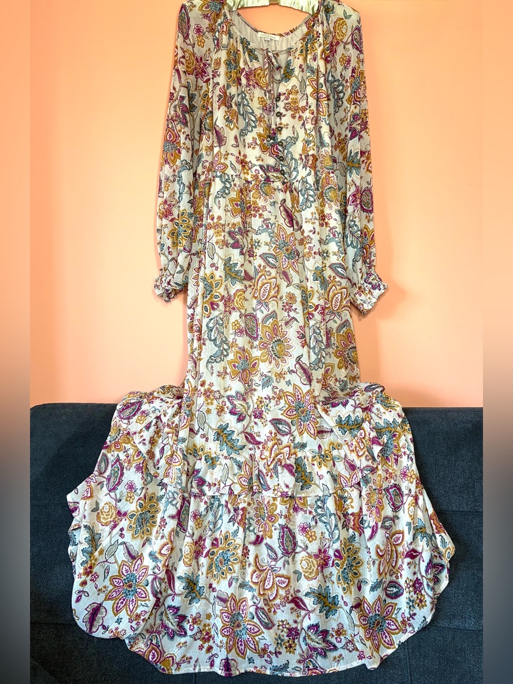 Kate & Sam Boho Tiered Floral Long Sleeve Maxi Dress - Picture 4 of 16